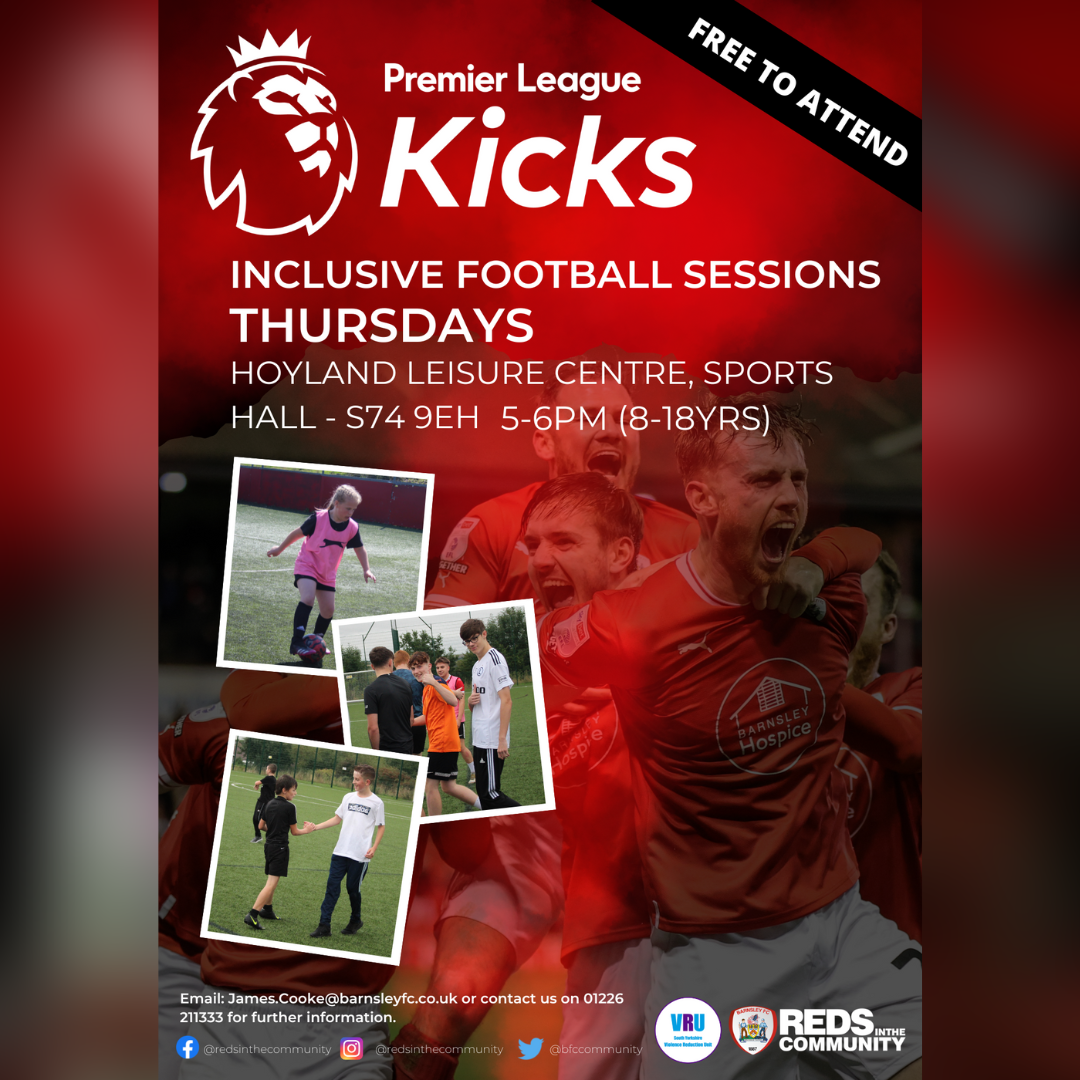 RitC partners with Barnsley Community Safety Partnership and South Yorkshire Violence Reduction Unit to bring Premier League Kicks sessions to Hoyland. 