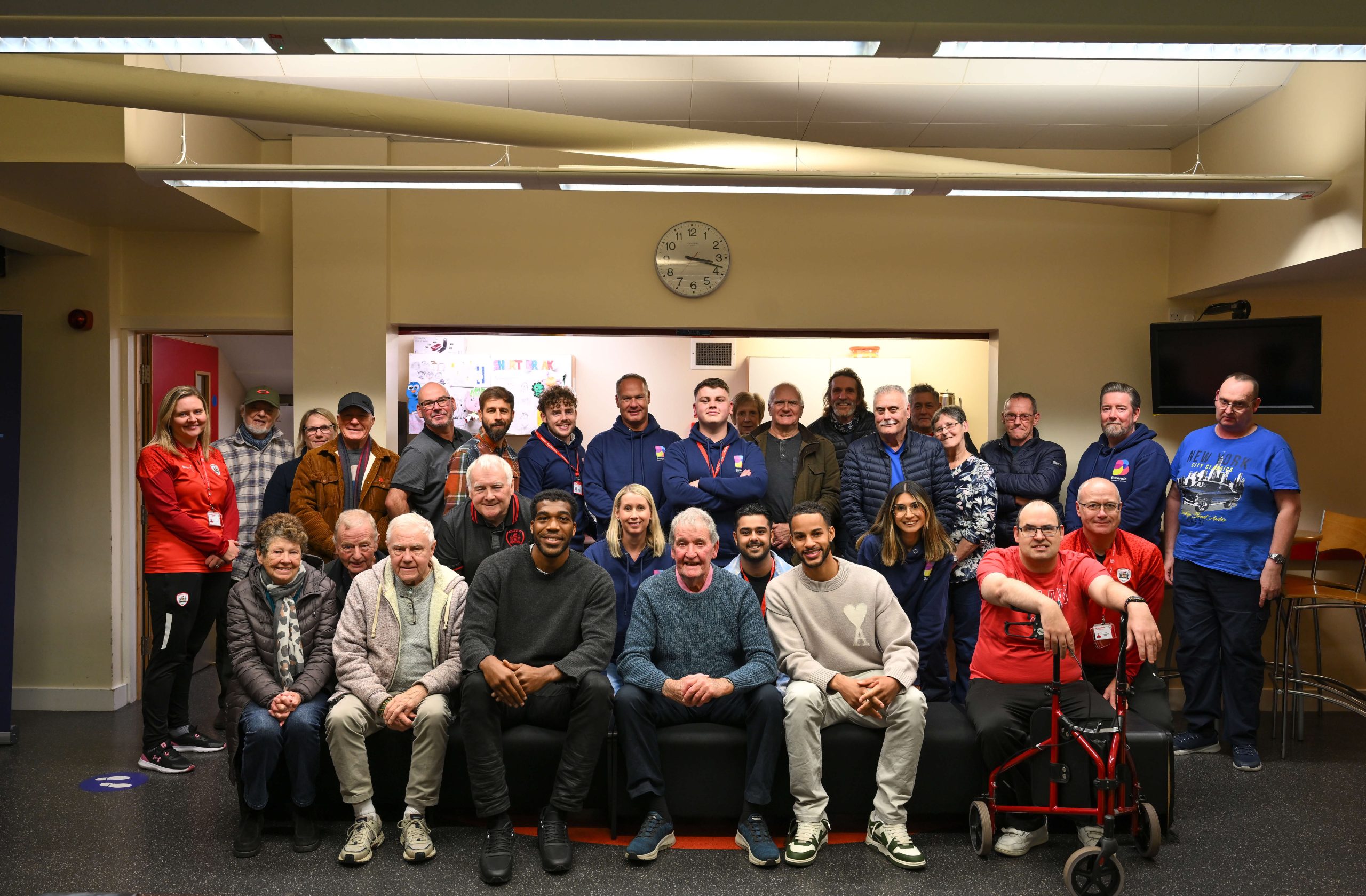 Reds players past and present visit Social Isolation group for EFL Week of Action. 