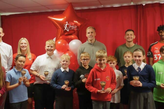 Barnsley FC players join celebration at the Pro-Active School Performance Sports Awards Ceremony