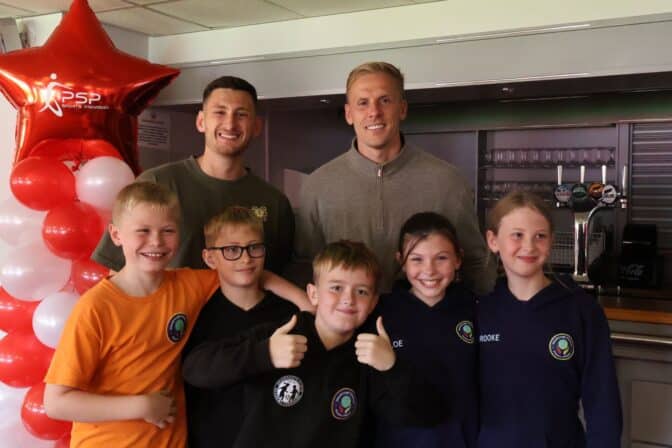 Barnsley FC players join celebration at the Pro-Active School Performance Sports Awards Ceremony