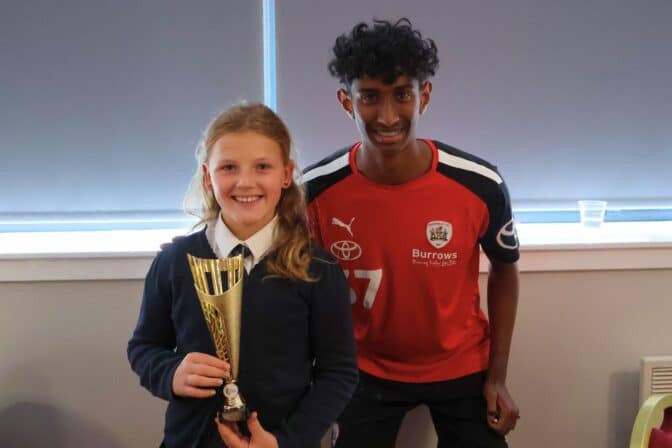 Barnsley FC players join celebration at the Pro-Active School Performance Sports Awards Ceremony