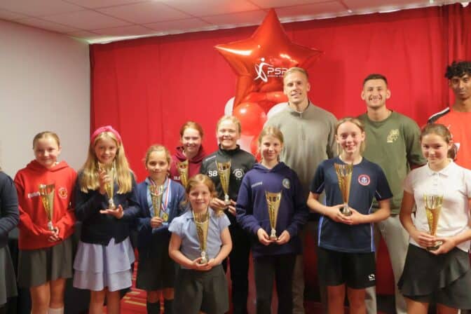 Barnsley FC players join celebration at the Pro-Active School Performance Sports Awards Ceremony