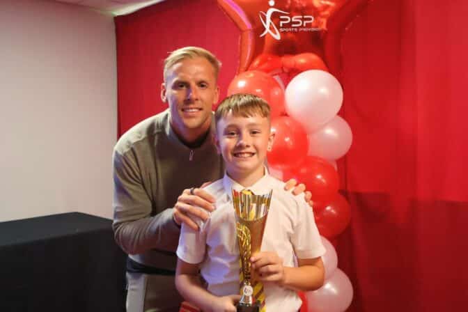 Barnsley FC players join celebration at the Pro-Active School Performance Sports Awards Ceremony