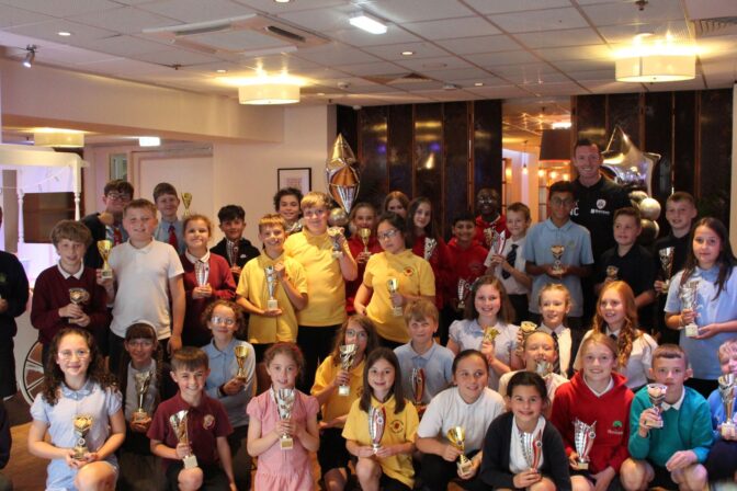 Barnsley FC Head Coach Neill Collins joins RitC at the Pro-Active School Performance Sports Awards Ceremony. 