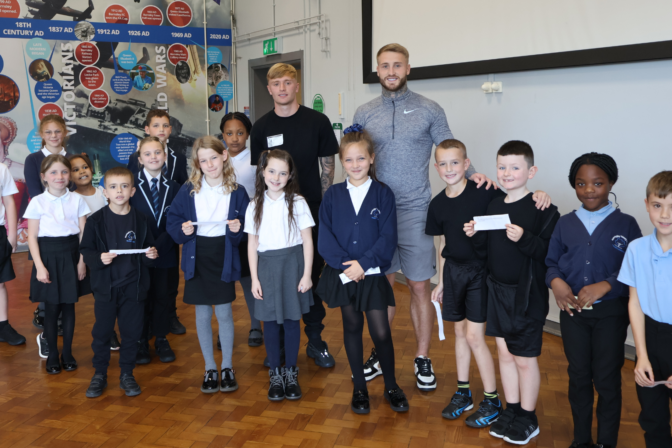 Barnsley FC Players visit Local Primary School for World Mental Health Day through Premier League our Primary Stars Programme.